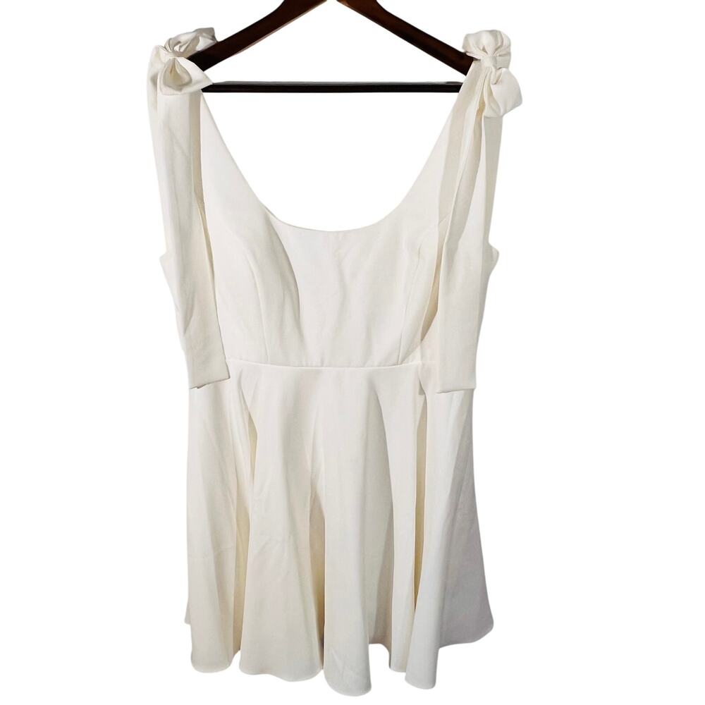 Revelry White A Line Mini Dress Bow Shoulder Bridal Party Wedding 16 - Picture 3 of 10